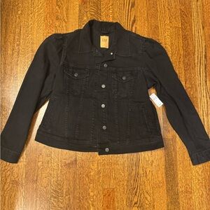 NWT Gap Black Denim Puff Sleeve Jean Jacket